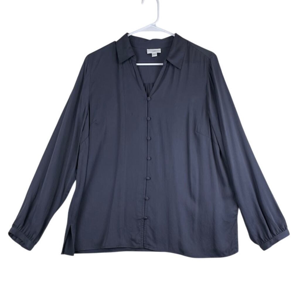 J. Jill Black V-Neck Stretch Knit Tunic Top - Size Medium